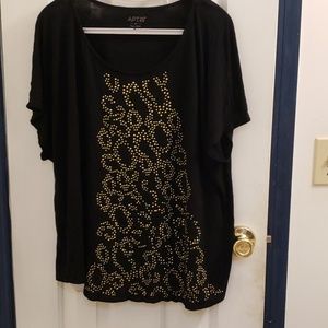 Apt 9 Black Womens Blouse with Gold embellishments